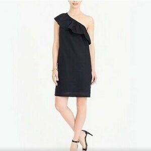 NWT black medium JCrew Linen Single Shoulder Dress